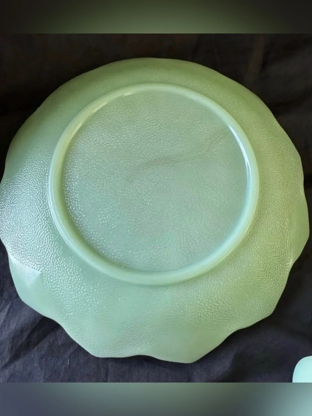 Vtg Fire King Jadeite Lotus plate and bowl snack set 1950’s